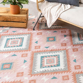Dywan zewnętrzny boho - Vedra Aztec Różowy - sfeer