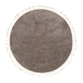 Dywan okrągły z długim włosiem - Lofty Fringe Taupe - sfeer