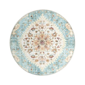 Dywan zewnętrzny vintage okrągły - Santo Mandala Jasnoniebieski - sfeer