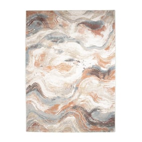 Dywan Abstrakcja - Xavier Wave Niebieski/Czerwony - sfeer