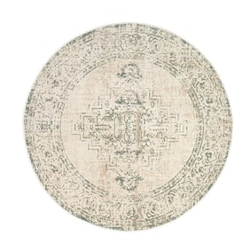 Dywan okrągły vintage - Spring Ethnic Kremowy/Zielony - sfeer
