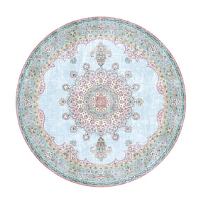 Dywan okrągły vintage - Lily Medallion Turkusowy/Jasnoniebieski - sfeer