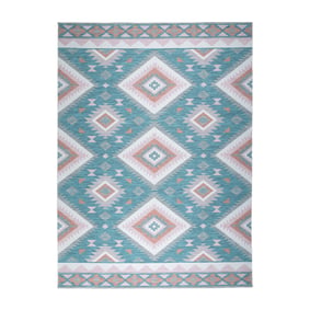 Dywan zewnętrzny boho - Vedra Aztec Niebieski - sfeer