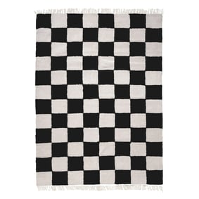 Dywan szachownica - Blox Fringe Czarny - sfeer