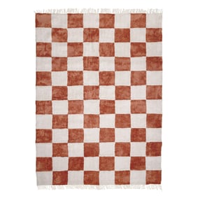 Dywan szachownica - Blox Fringe Terakota - sfeer