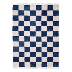 Dywan szachownica - Blox Fringe Niebieski - sfeer