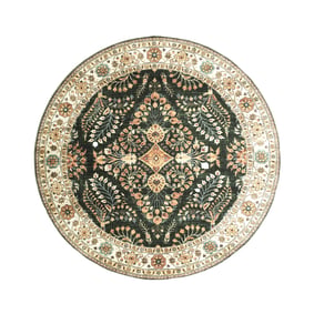 Okrągły dywan zewnętrzny vintage - Santo Flora Ciemnozielony - sfeer