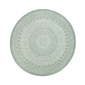 Dywan zewnętrzny okrągły - Summer Azteca Zielony - sfeer