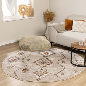 Okrągły dywan berberyjski – Blend Aztec Beige