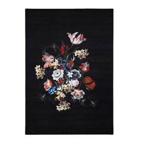 Dywan w kwiaty - Florine czarny/niebieski - product