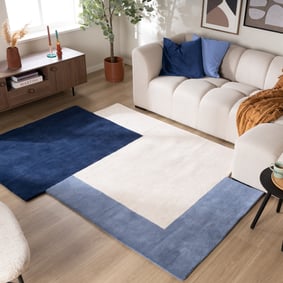 Wełniany dywan abstrakcyjny – Jules Cream/Blue