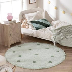 Okrągły dywan do pokoju dziecięcego – Lou Dots Zielony