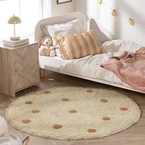 Okrągły dywan do pokoju dziecięcego – Lou Dots Yellow