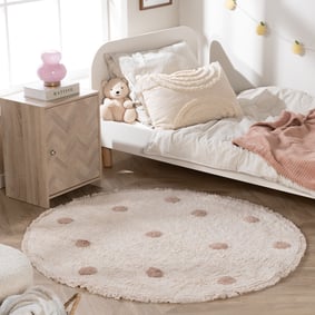 Okrągły Dywan do Pokoju Dziecięcego – Lou Dots Taupe