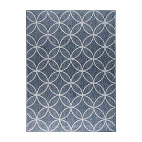 Geometryczny dywan zewnętrzny – Faro Ripple Blue - sfeer