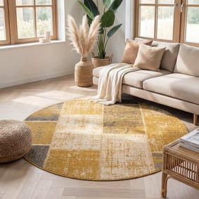 Dywan okrągły Patchwork - Spring Ochra/Taupe