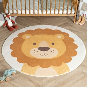 Okrągły, zmywalny dywanik dziecięcy – Sammy Lion Brązowy
