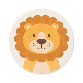 Okrągły, zmywalny dywanik dziecięcy – Sammy Lion Brązowy - product