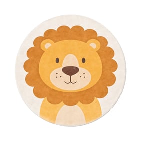 Okrągły, zmywalny dywanik dziecięcy – Sammy Lion Brązowy - sfeer