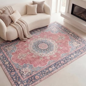 Dywan vintage - Lily Medallion Czerwony/Różowy
