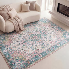 Dywan vintage - Lily Oriental Niebieski/Różowy