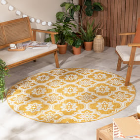 Okrągły dywan zewnętrzny – Rio Flower Żółty