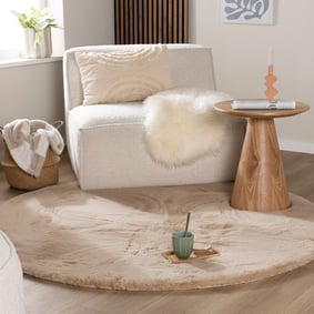 Okrągły dywan z długim włosiem – Comfy Supreme Beżowy