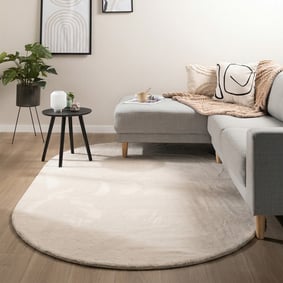 Owalny dywan o niskim runie – Cozy Krem