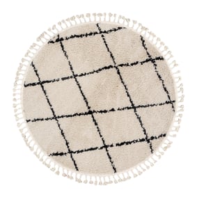 Okrągły dywan z długim włosiem – Grand Wire Weave kremowo-czarny - sfeer