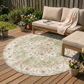 Dywan zewnętrzny vintage okrągły - Santo Mandala Zielony