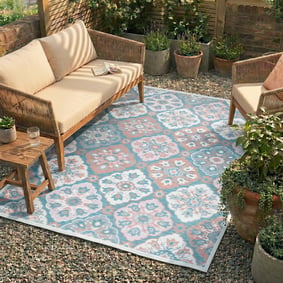 Dywan zewnętrzny boho - Vedra Tile Niebieski