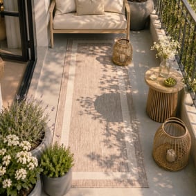 Dywan na balkon - Sierra Border Beżowy/Kremowy