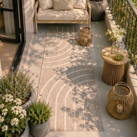 Dywan na balkon - Sierra Curves Beżowy/Kremowy