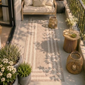 Dywan na balkon - Sierra Frame Beżowy/Kremowy