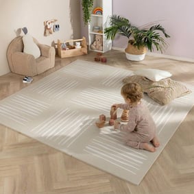 Mata piankowa Puzzle - Alfie XL Stripes Szara/Beżowa