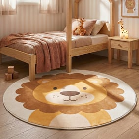 Okrągły, zmywalny dywanik dziecięcy – Sammy Lion Brązowy
