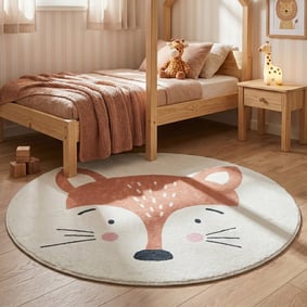 Dywan dziecięcy okrągły nadający się do prania - Sammy Fox Pomarańczowy