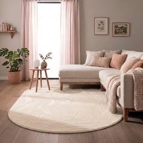 Owalny dywan o niskim runie – Cozy Krem