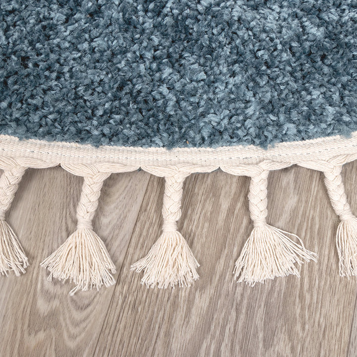Dywan okrągły z długim włosiem - Lofty Fringe Niebieski - 4