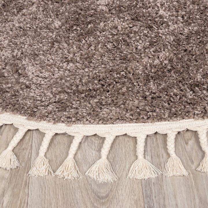 Dywan okrągły z długim włosiem - Lofty Fringe Taupe - 4