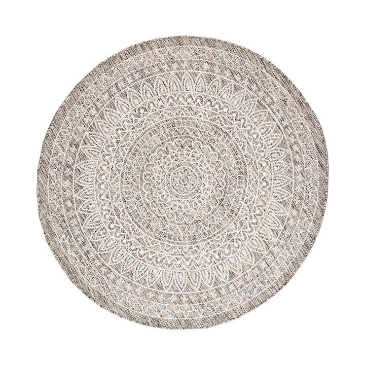 Dywan zewnętrzny okrągły - Summer Azteca Jasnoszary - 1