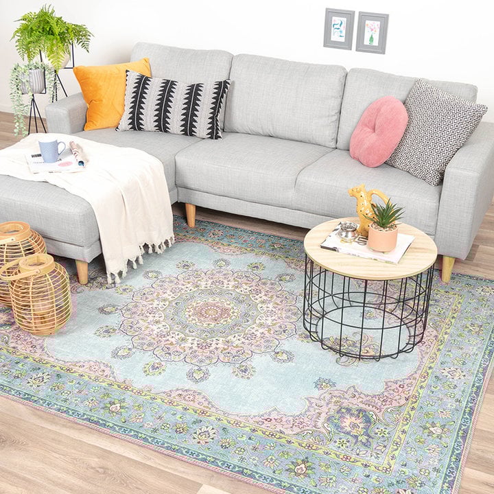 Dywan vintage - Lily Medallion Jasnoniebieski