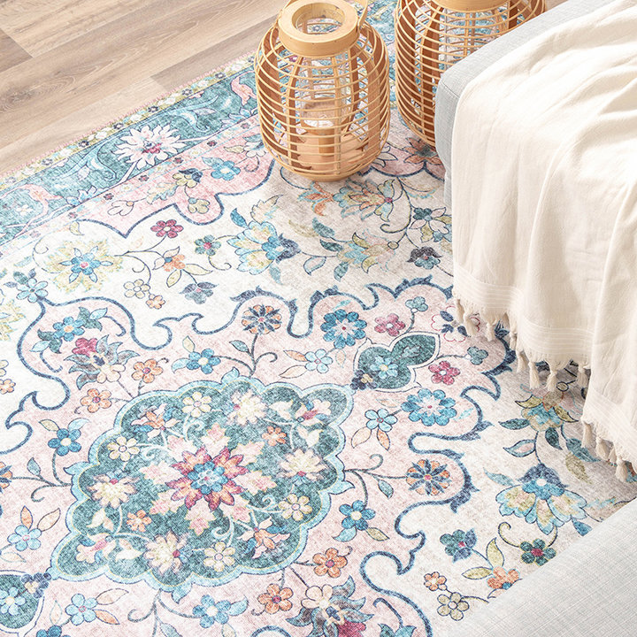 Dywan vintage - Lily Oriental Niebieski/Różowy - 2