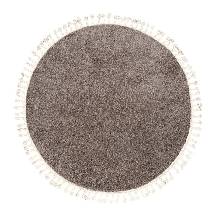 Dywan okrągły z długim włosiem - Lofty Fringe Taupe - 1