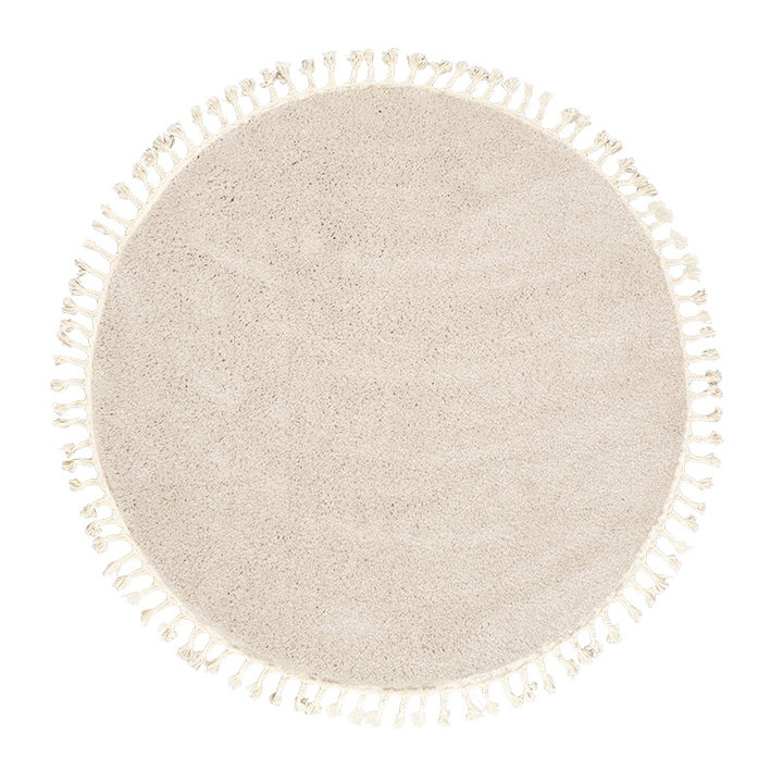 Dywan okrągły z długim włosiem - Lofty Fringe Kremowy/Biały - 1