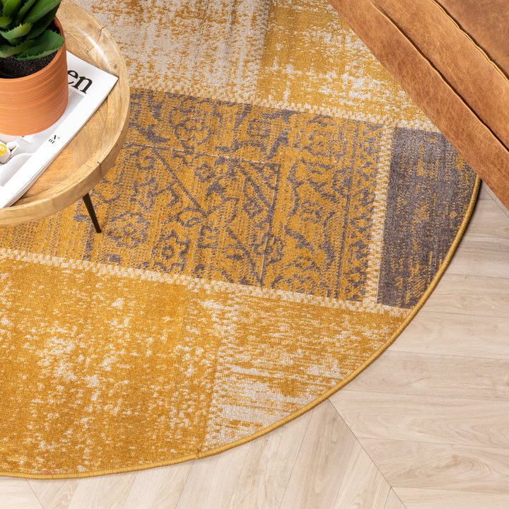 Dywan okrągły Patchwork - Spring Ochra/Taupe - 2