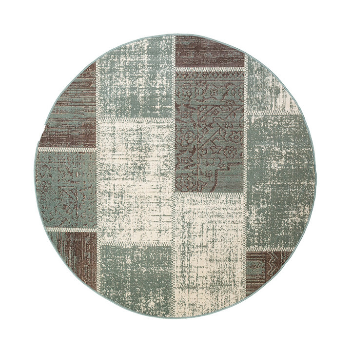 Dywan okrągły Patchwork - Spring Zielony/Szary - 1