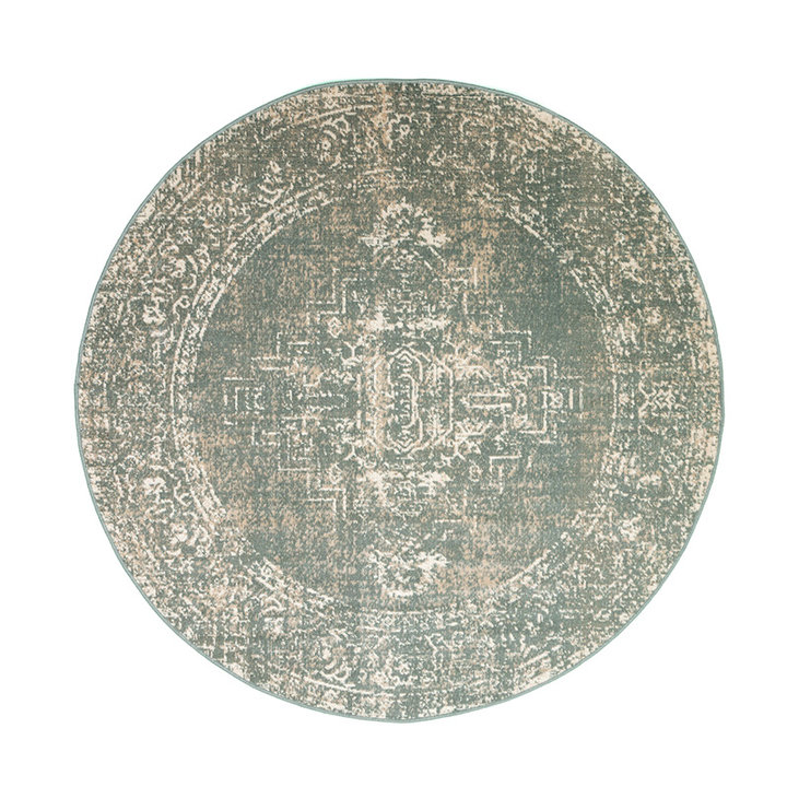 Dywan okrągły vintage - Spring Ethnic Zielony/Kremowy - 1