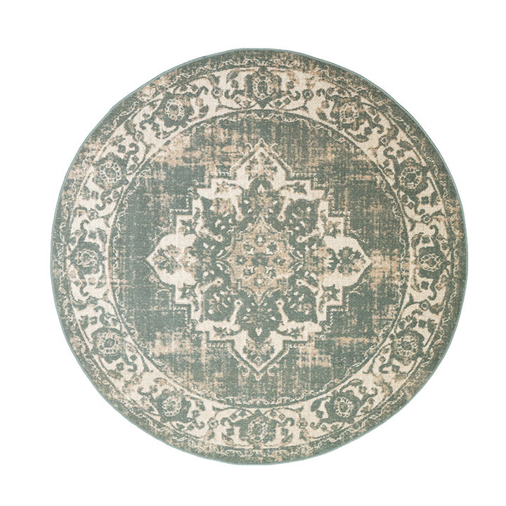 Dywan okrągły vintage - Spring Medaillon Zielony/Kremowy - 1