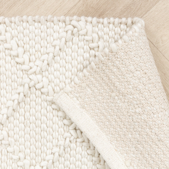 Dywan wełniany pleciony - Knit Kremowy - 7